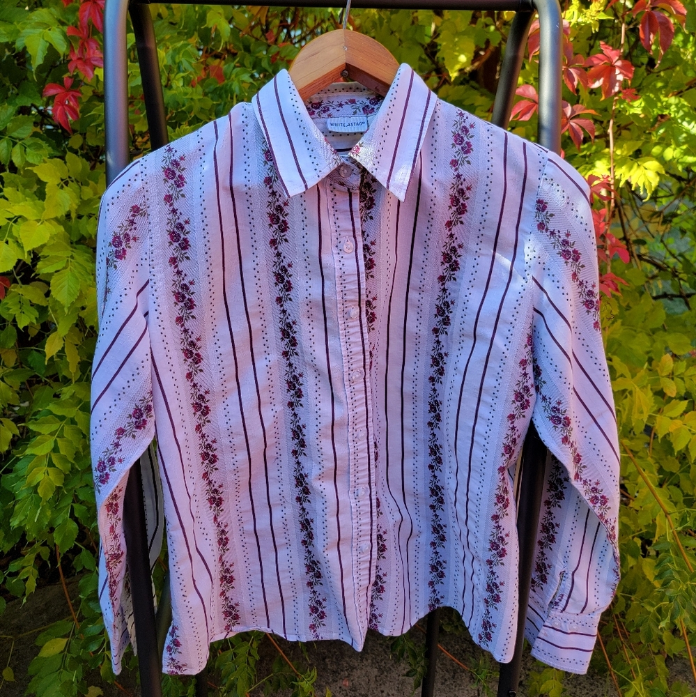 VINTAGE White Stag Floral Button Down